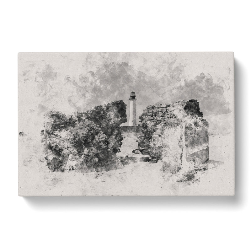 View Of A Lighthouse Vol.2 Watercolour - Wrapped Canvas Print, 50cm H x 76cm W x 3cm D