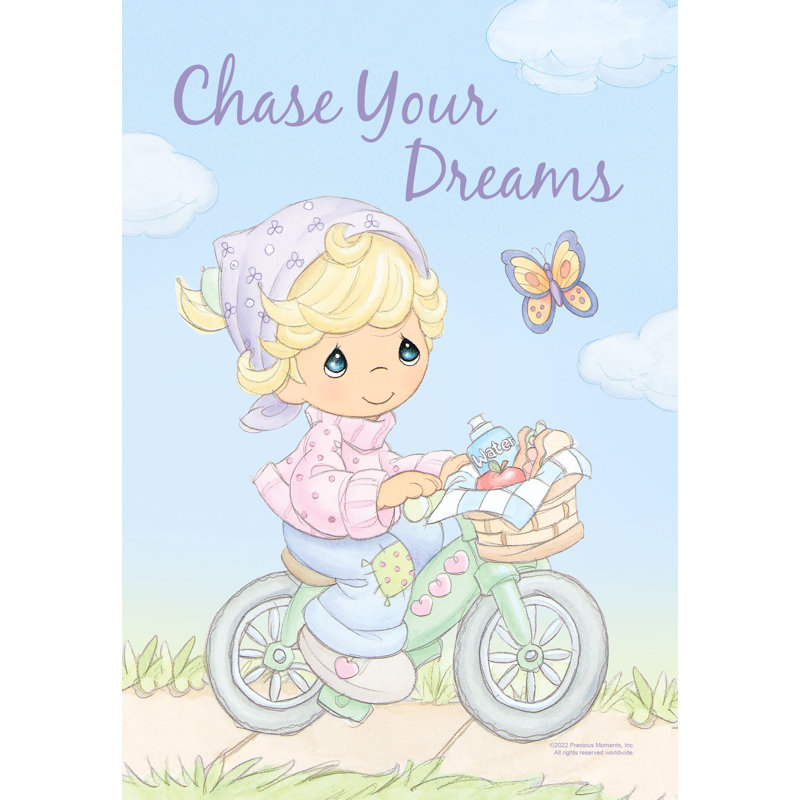 Drapeau de jardin Precise Moments Chase Your Dreams, 12,5 po x 18 po, sous licence officielle, support de drapeau vendu séparément