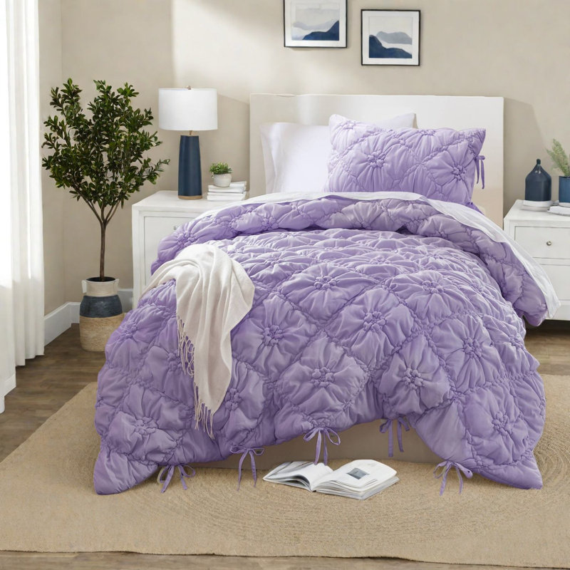 Ensemble de literie simple Cozy, tissu en microfibre, style Shabby Chic, confort toutes saisons