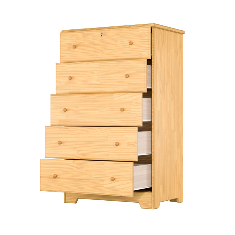 Commode à 5 tiroirs Raiquan, Naturel