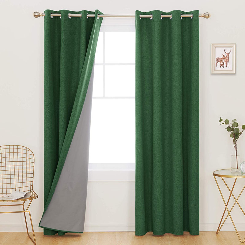 Ipswich Blackout Thermal Grommet Curtain Panels , 52" W x 63" L, Green