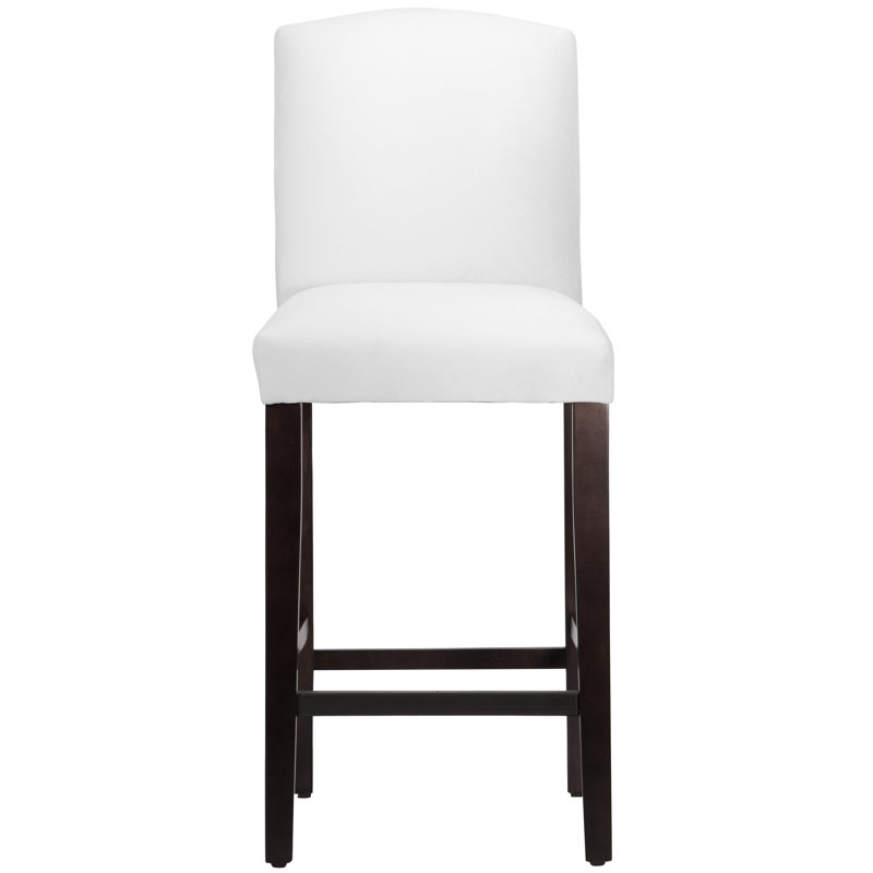 Tabouret de bar et de comptoir April, Tabouret de bar (siège d'une hauteur de 31 po), Velours blanc classique, Espresso