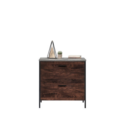 Dark Walnut Lateral File Featuring Full Extension Slides For Quick Letter And Legal Storage, Brown Finish With Gray Details, Interlock To Drawer , Suitable Home Office Or Living Zones, Large Top