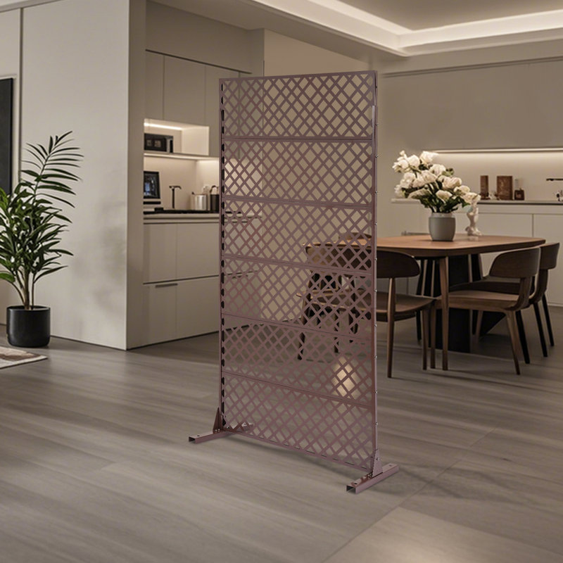 Paravent autoportant décoratif en métal pour l'intérieur et l'extérieur, Brown