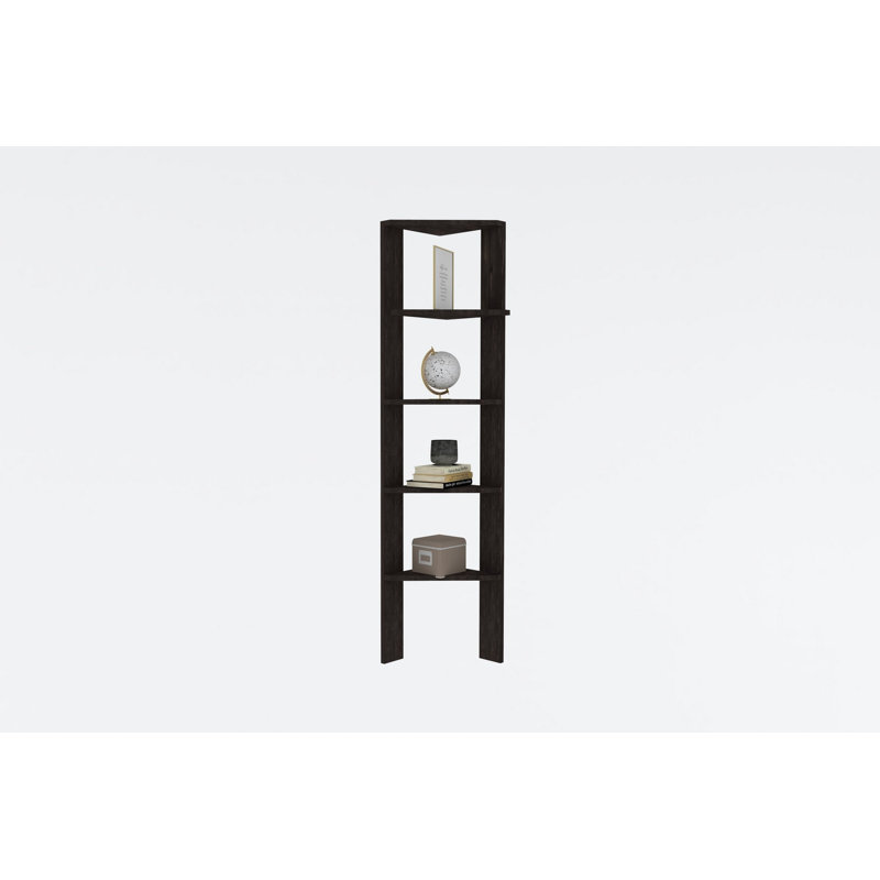 Bibliothèque moderne anthracite moderne, 5 tablettes, 17,7 po x 63,0 po x 11,8 po | 100% panneau de particules enduit de mélamine, épaisseur: 0,7 pouce | Conception murale, style scandinave élégant, parfait pour le rangement à la maison ou au bureau