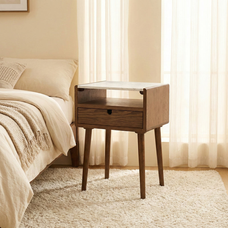 Nomi Bedside Table, Walnut