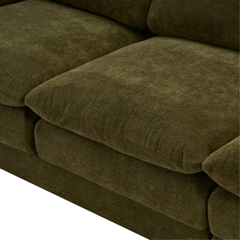 Canapé modulaire modulaire, canapé en L en forme de nuage avec 1 repose-pieds mobile, canapé en chenille confortable avec coussins moelleux pour le salon (vert)