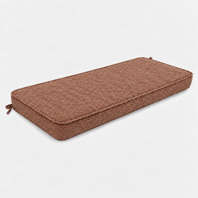 4 Inch Thick Custom Indoor Outdoor Bench Seat Cushion with 75D High Resilience Foam, Beige Non-Slip Bottom, and Double-Sided Piping