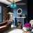42"W Bergen LED Indoor Iridescent Blue And Gold Ceiling Fan With Remote Control