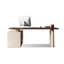 Bureau en bois manufacturé en L brun noisette + beige avec bureau à 3 tiroirs-134894675-118734274