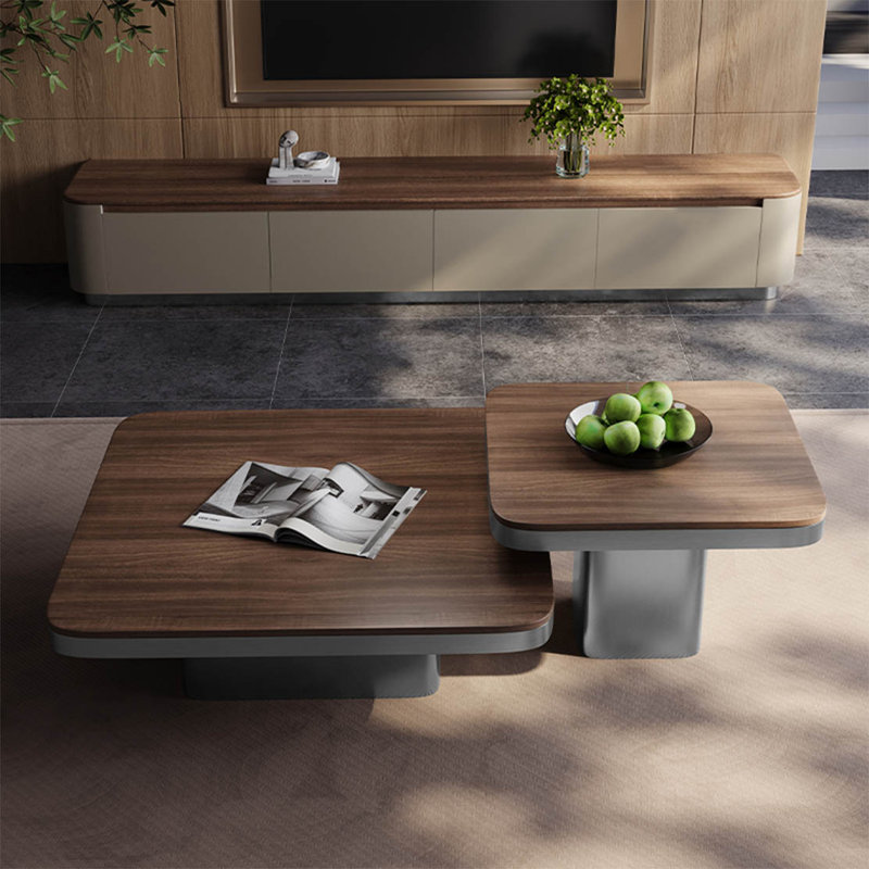 Italian square solid wood coffee table set, 15.00" H x 35.40" W x 35.40" D