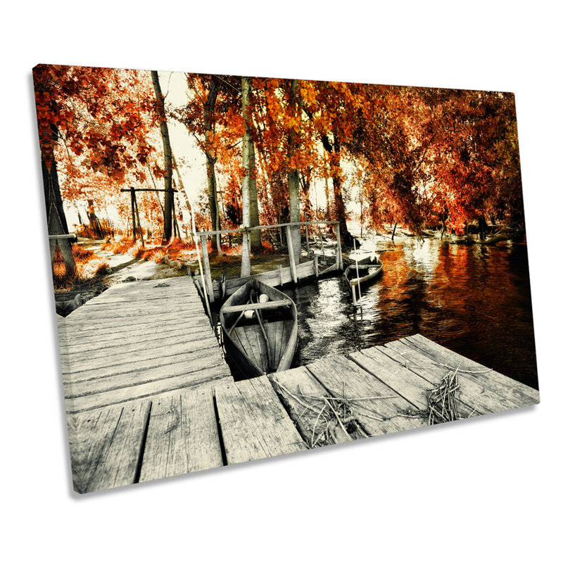 Blossom Floral Landscape Jetty - Wrapped Canvas Art Prints, 30.5cm H x 45.7cm W x 2cm D