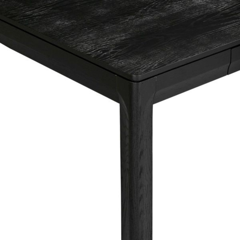 Table de bureau rectangulaire en bois avec tiroir caché NTC Flow - imperméable et résistante à la chaleur, Noir brûlé