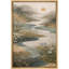 Golden Meadow River Valley avec fleurs sauvages et soleil couchant, impression sur toile-124795421-124795418