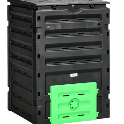 Installation de compostage de 120 gallons -, 80 évents pour une formation efficace, 2 portes coulissantes et système léger et noir à partir de sols fossiles, solide,
