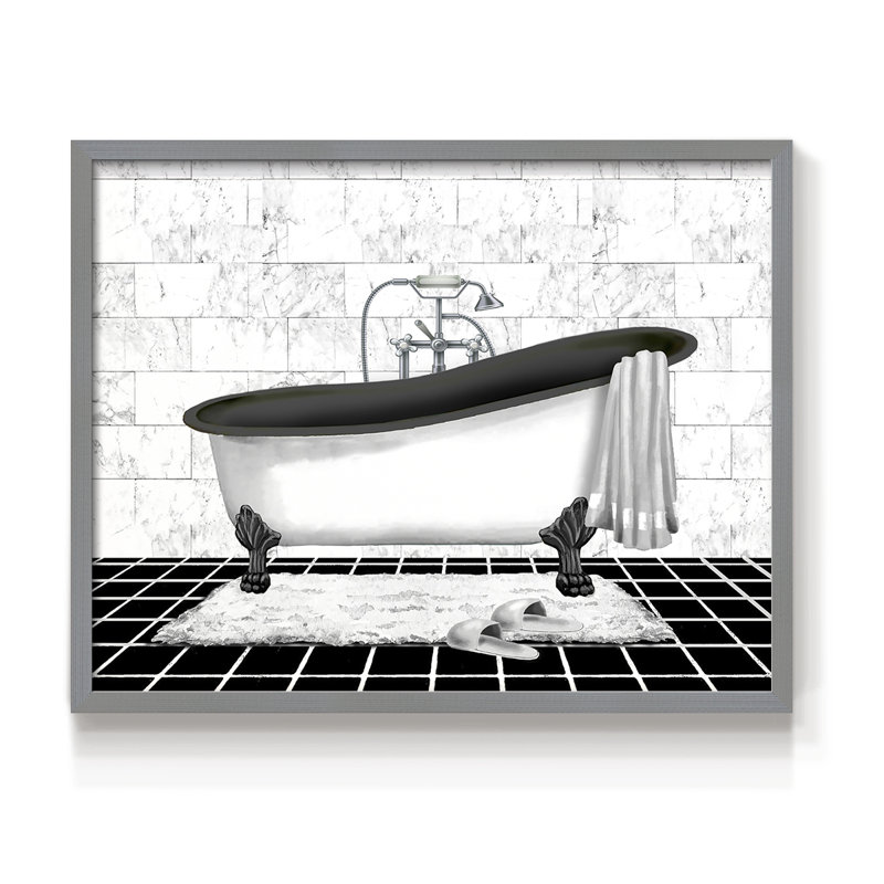 Modern Bath II -Framed Print - Restickable, Gris, H 11 po x l 14 po