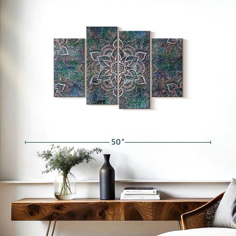 " Astral Mandala Abstract " 4 - Pieces, 36" H x 22" W x 1" D