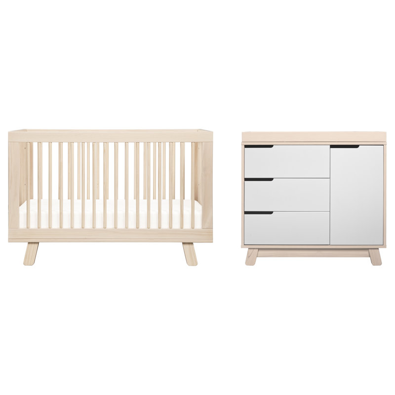 Ensemble de meubles pour chambre de bébé convertible 3-en-1 Hudson, Naturel délavé - blanc / naturel délavé