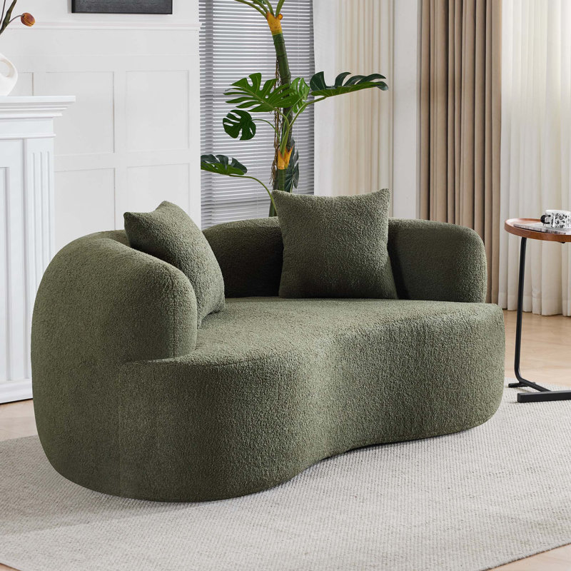 Canapé courbé en éponge à compression complète pour petits espaces et appartements, Vert