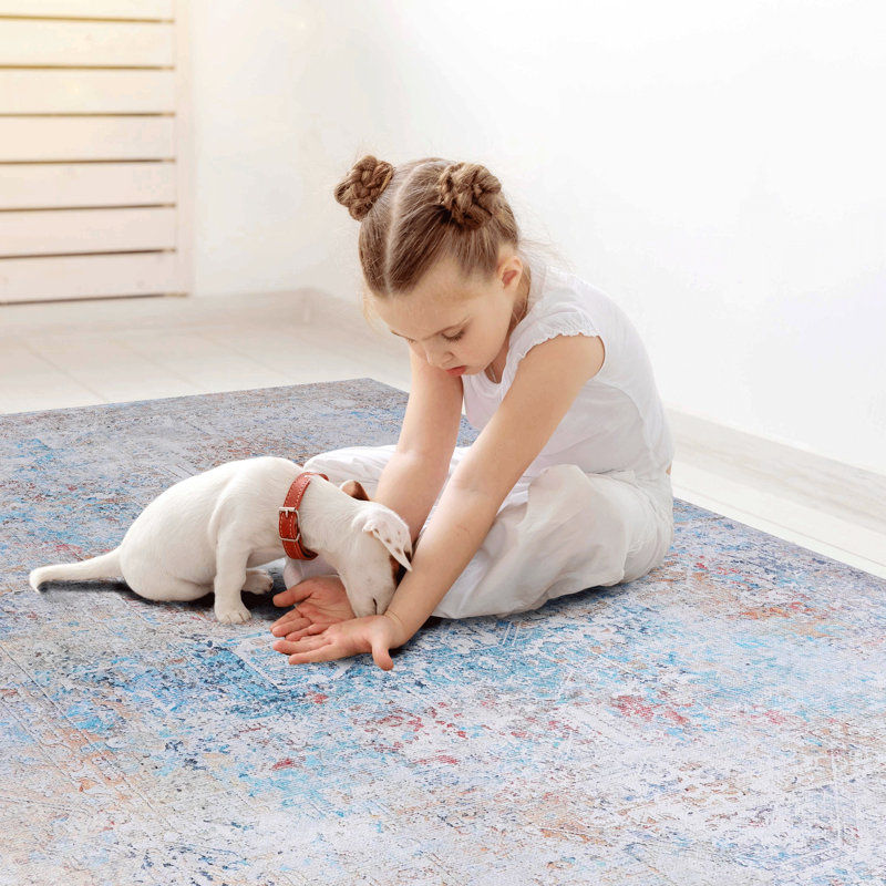 Area Rug, Yellow Washable Rug (Yellow), Rectangle 8' x 10'