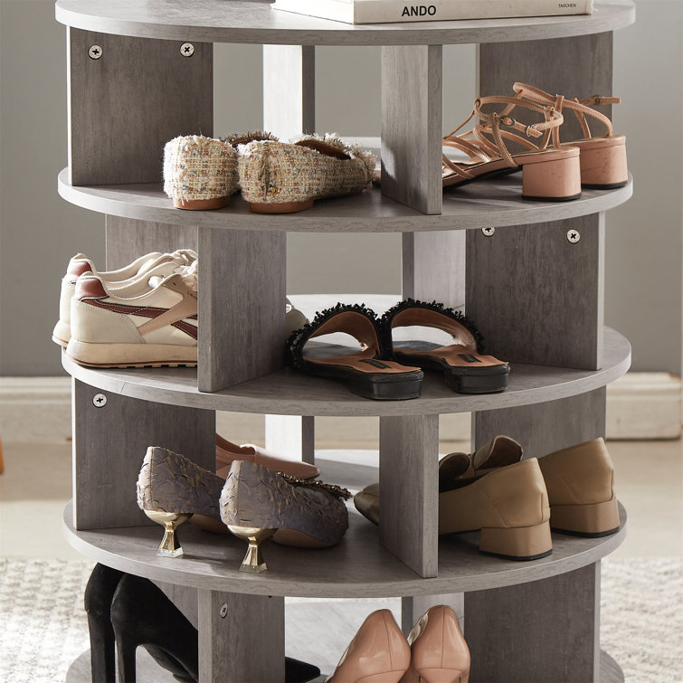 4-Tier 16 Paris Revolving Lazy Susan Shoe Rack Storage Organizer Latitude Run Finish: Gray