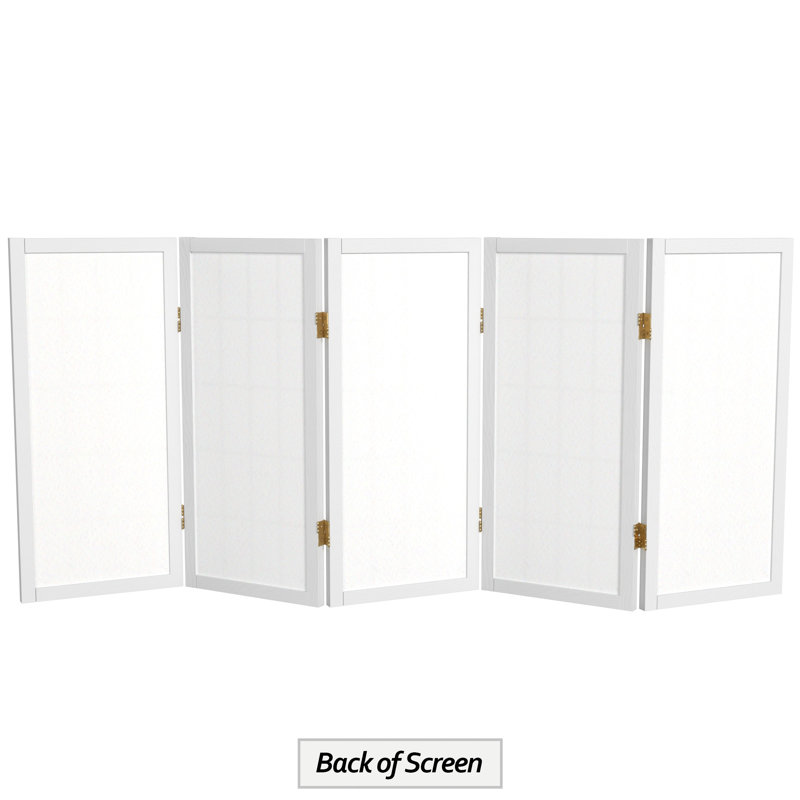 Alex 26.5"H Short Folding Screen, 5 Panels, White