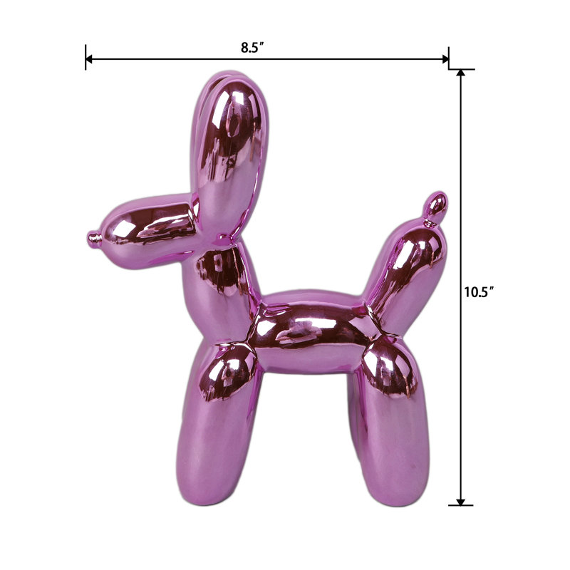 Schonbrunn 10.5" H Ceramic Balloon Dog Figurine , Pink