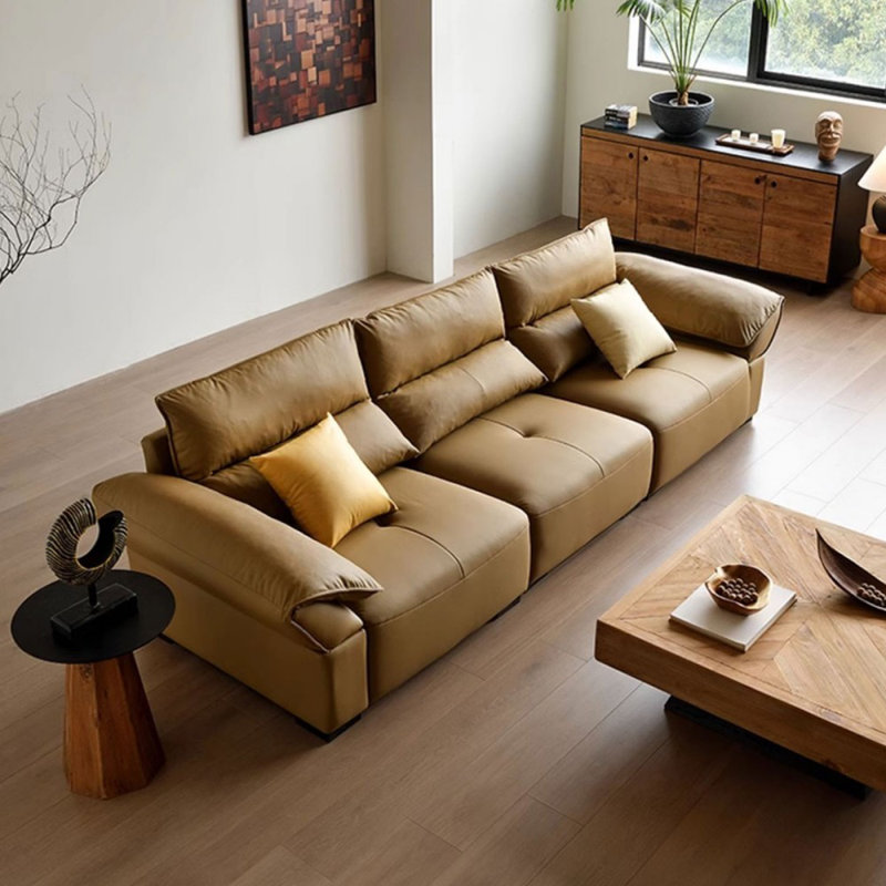 Canapé modulaire en similicuir, Brun, H 37,4 po x l 118,11 po x P 39,37 po, 4