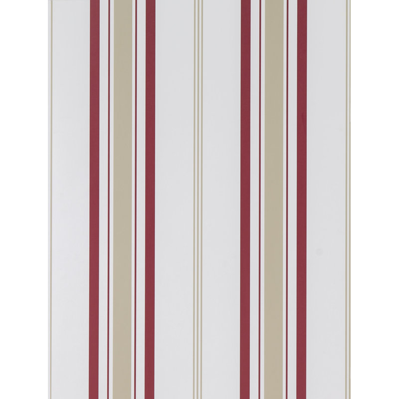Lorenzo Castillo Hispania Fuencisla Striped Wallpaper Roll, Rojo/Beige