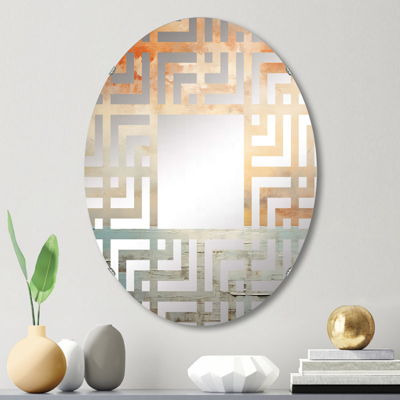 Miroir décoratif labyrinthe de plage beige et doré MIR109475 O, L 20 po x H 30 po