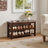 2-Tier Solid Wood Shoe Bench, Entryway Storage