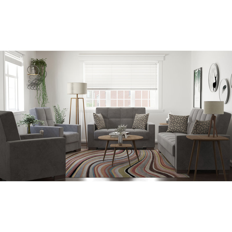 Causeuse convertible avec rangement en microfibre Collection, Gris