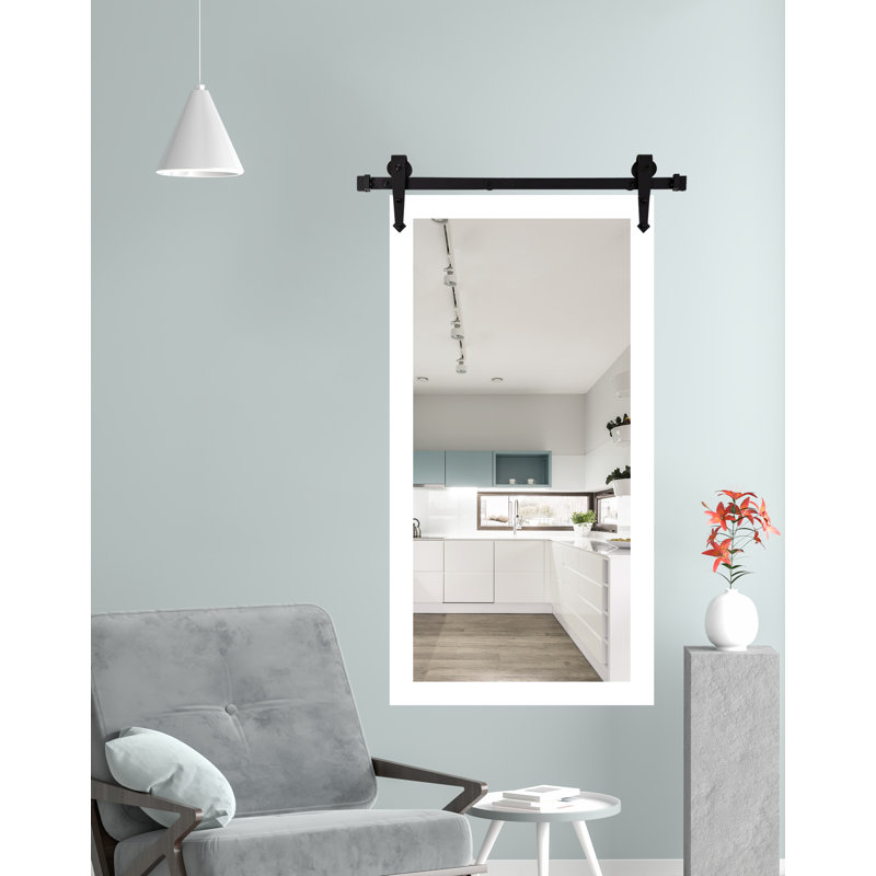 Neace Flat Wall Mirror, Satin White, 53" H x 30" W