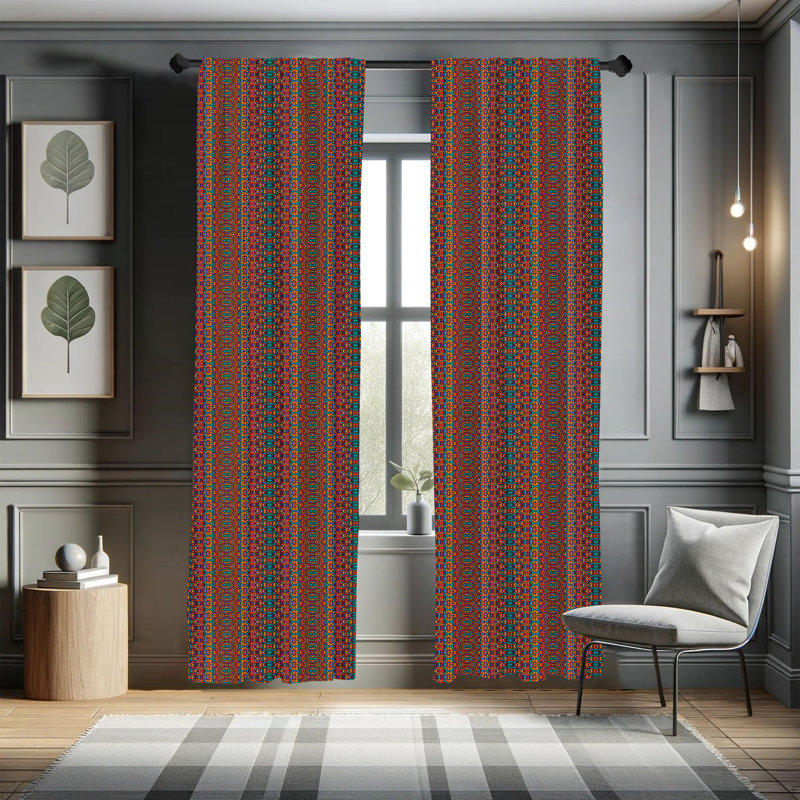 African Semi-Sheer Rod Pocket Curtain Panels, 28" x 63"