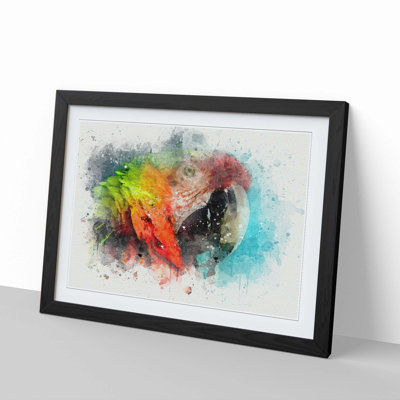 Rainbow Macaw Parrot in Abstract - Picture Frame Graphic Art Print