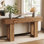 Console en bois massif, table d'entrée de style campagnard long de 63 pouces, console de canapé derrière le canapé, pour vestibule, couloir, salon