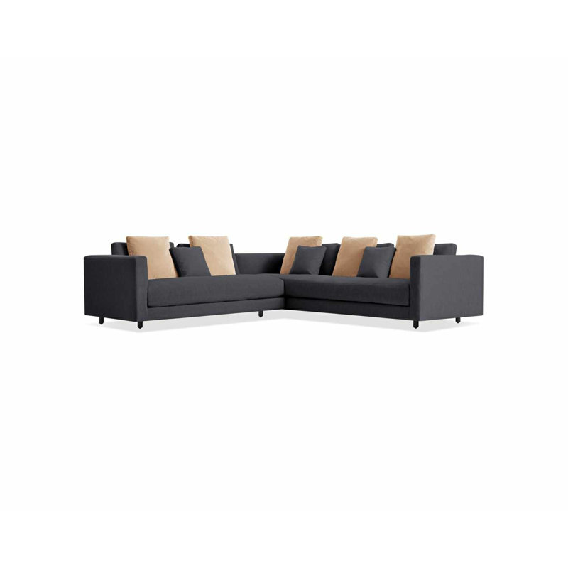 Hands Down Sectional, Camel Velvet/Sanford Navy, Left Hand Facing, Tofte Navy Polyester Blend