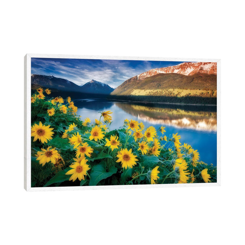 Lakeside Floral by Dennis Frates - Print on Canvas, 45.72cm H x 66.04cm W x 3.81cm D, White Framed