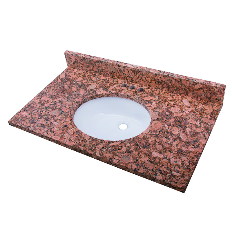 Plateau de meuble-lavabo simple 37 po avec lavabo, Noir galaxie, 4" Centres