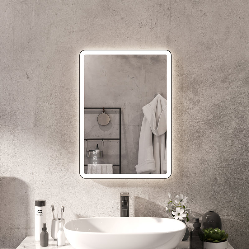 Miroir mural Natalin, 28 po x 20 po, Noir mat, Rectangulaire