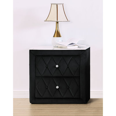 Table de chevet bordeaux avec plateau en faux marbre et 2 tiroirs pour l'intérieur de chambre à coucher moderne avec surface