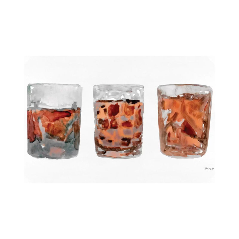 Bourbon Glasses II - Painting on Canvas, 30.48cm H x 45.72cm W x 1.91cm D, Wrapped Canvas