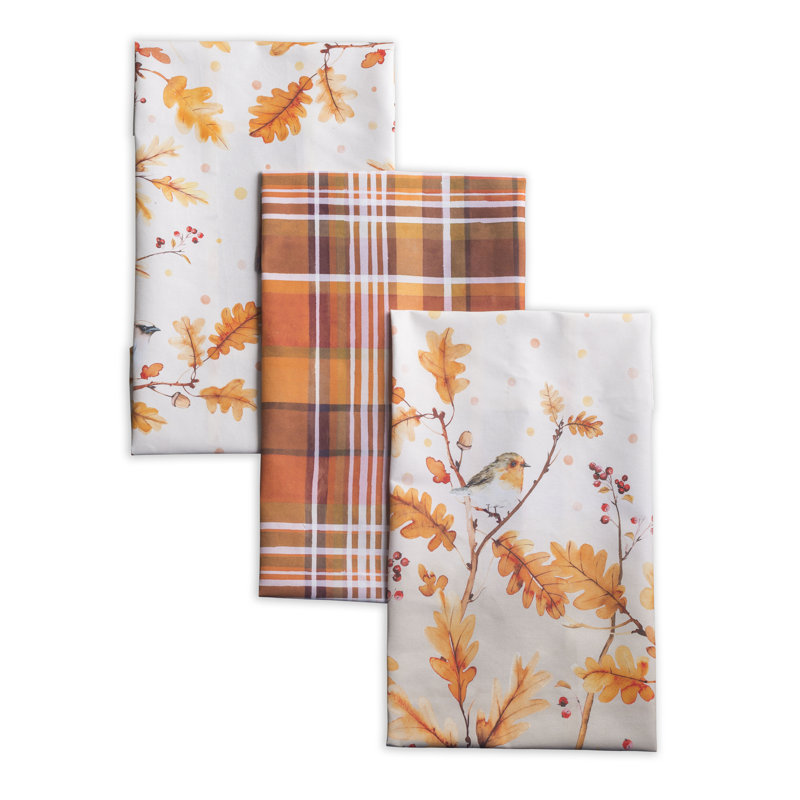 Maison d'Hermine  Oak Leaves 100% Cotton Kitchen Towel Set 3 - 20" x 27.5"