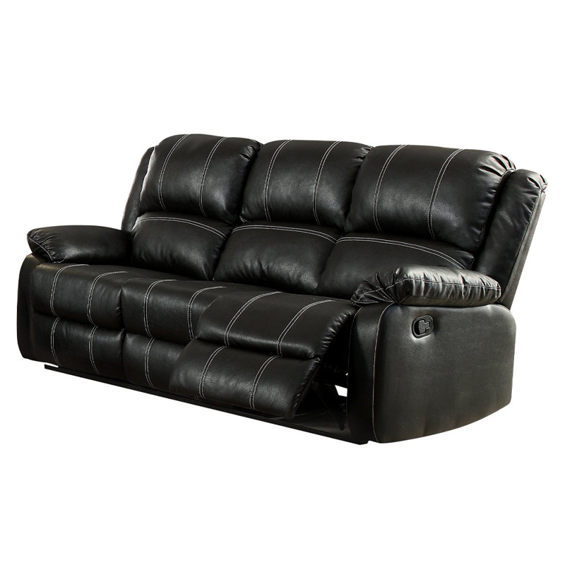 Canapé inclinable manuel 3 places Zuru Motion, H 41 po x l 78 po x P 39 po, Noir, noir, noir, noir