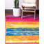 Tapis bleu marine / rouge / orange à motif géométrique Shirey-1893800301