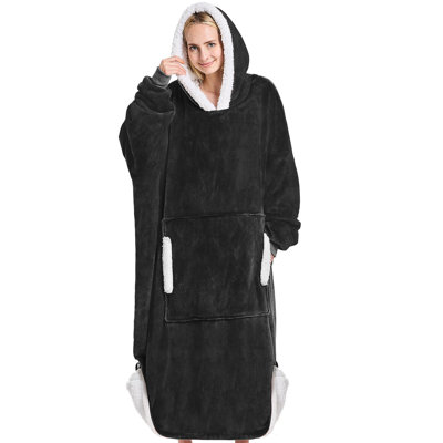 Wearable Blanket Sweatshirt Gifts for Women and Men, Warm and Cozy Giant Blanket Hoodie, Thick Flannel Blanket with Sleeves and Pocket
