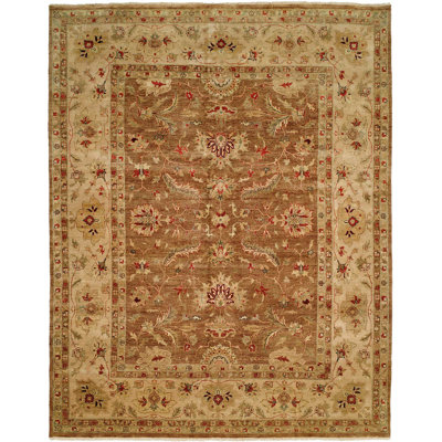 Devansh Wool Oriental Area Rug in Brown/Beige