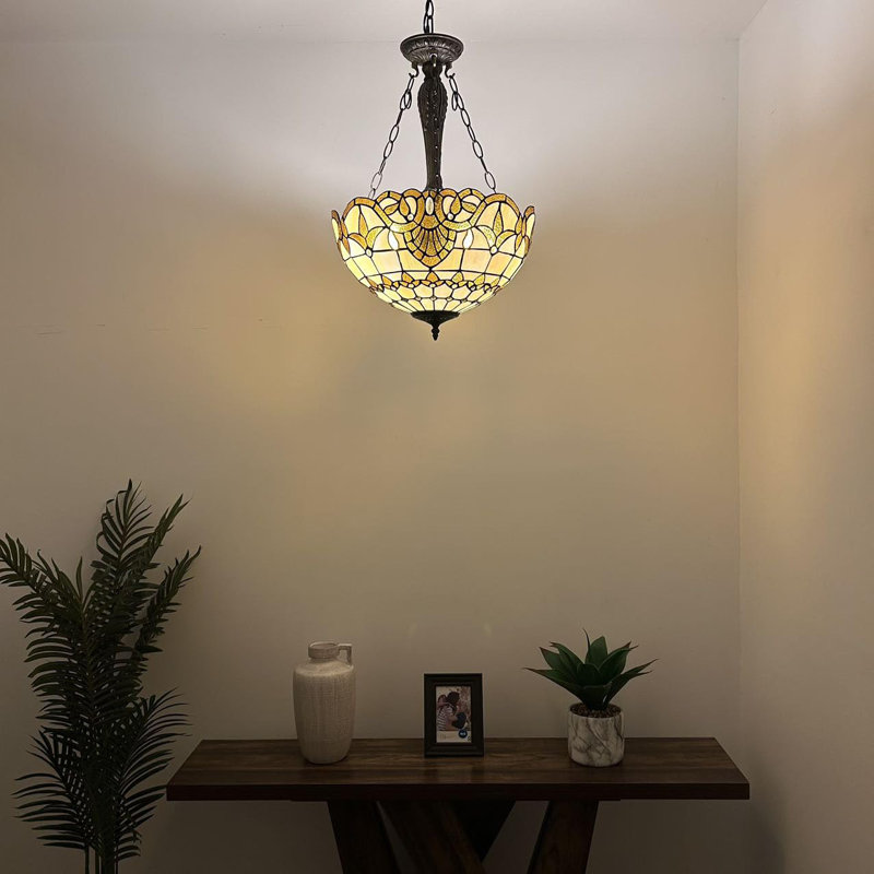 Luminaires suspendus en verre coloré de style baroque Tiffany Chandeliers inclus l 16 po x P 16 po x H 60 po