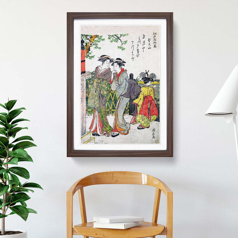 Shotenyama by Torii Kiyonaga - Picture Frame Painting Print, 36cm H x 27cm W x 2cm D, Walnut Framed
