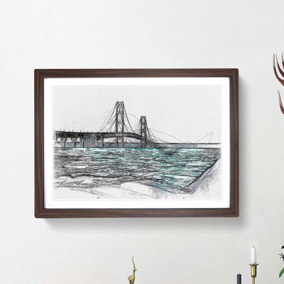 Mackinac Bridge in Michigan - Picture Frame Graphic Art Print
